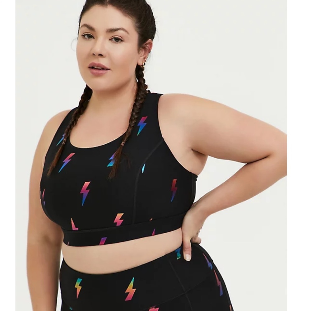torrid Black Sports Bra with Multicolor Lightning Bolts